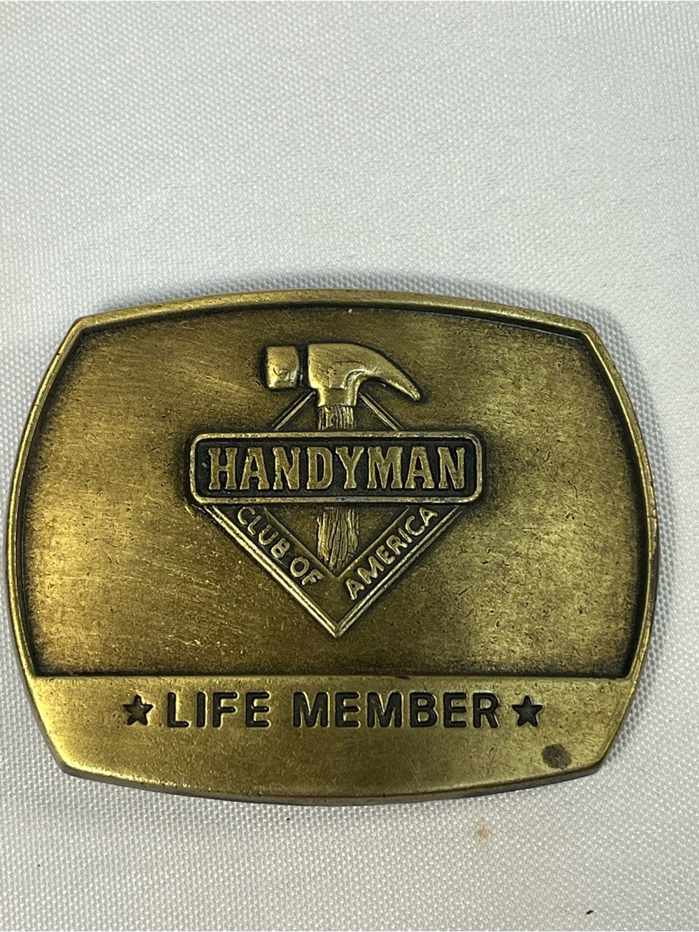 Vintage 1996 Handyman Club Of America Life Member Brass Tone Belt Buckle
